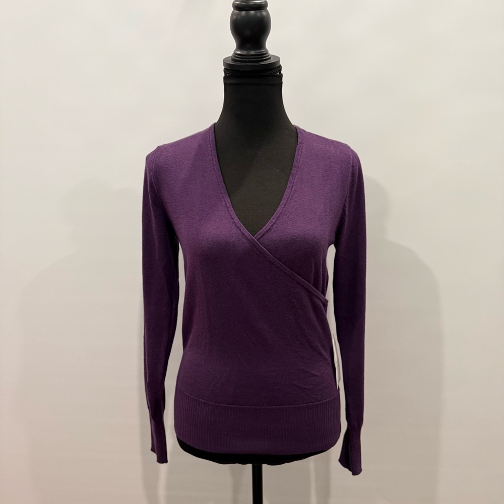 Universal Standard Purple Wrap V-Neck Sweater